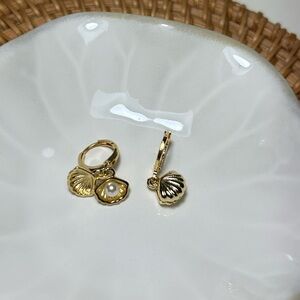 Gold Shell Hoop Earrings